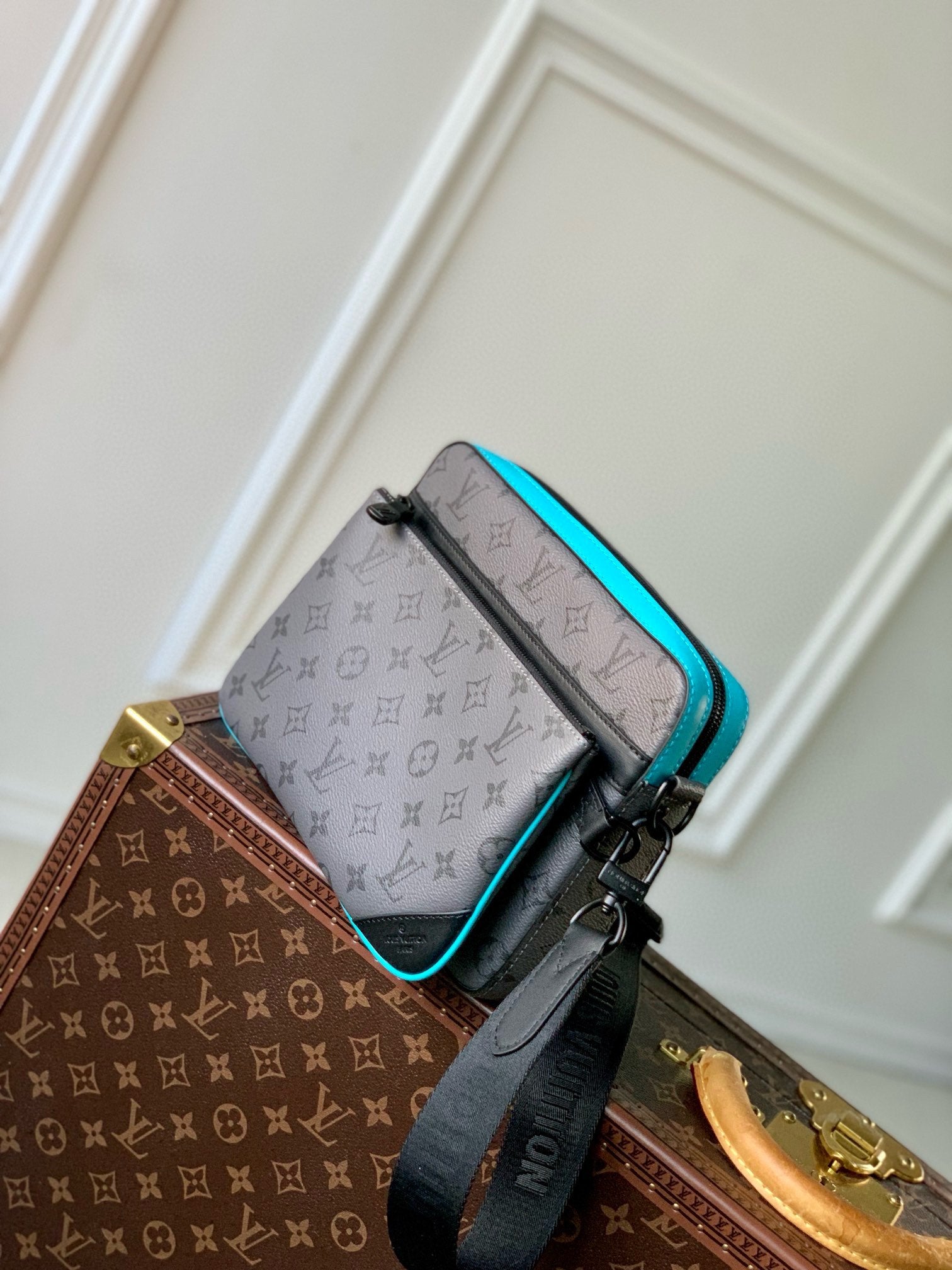 Louis Vuitton Trio Messenger Monogram Eclipse Grey with Turquoise Accents