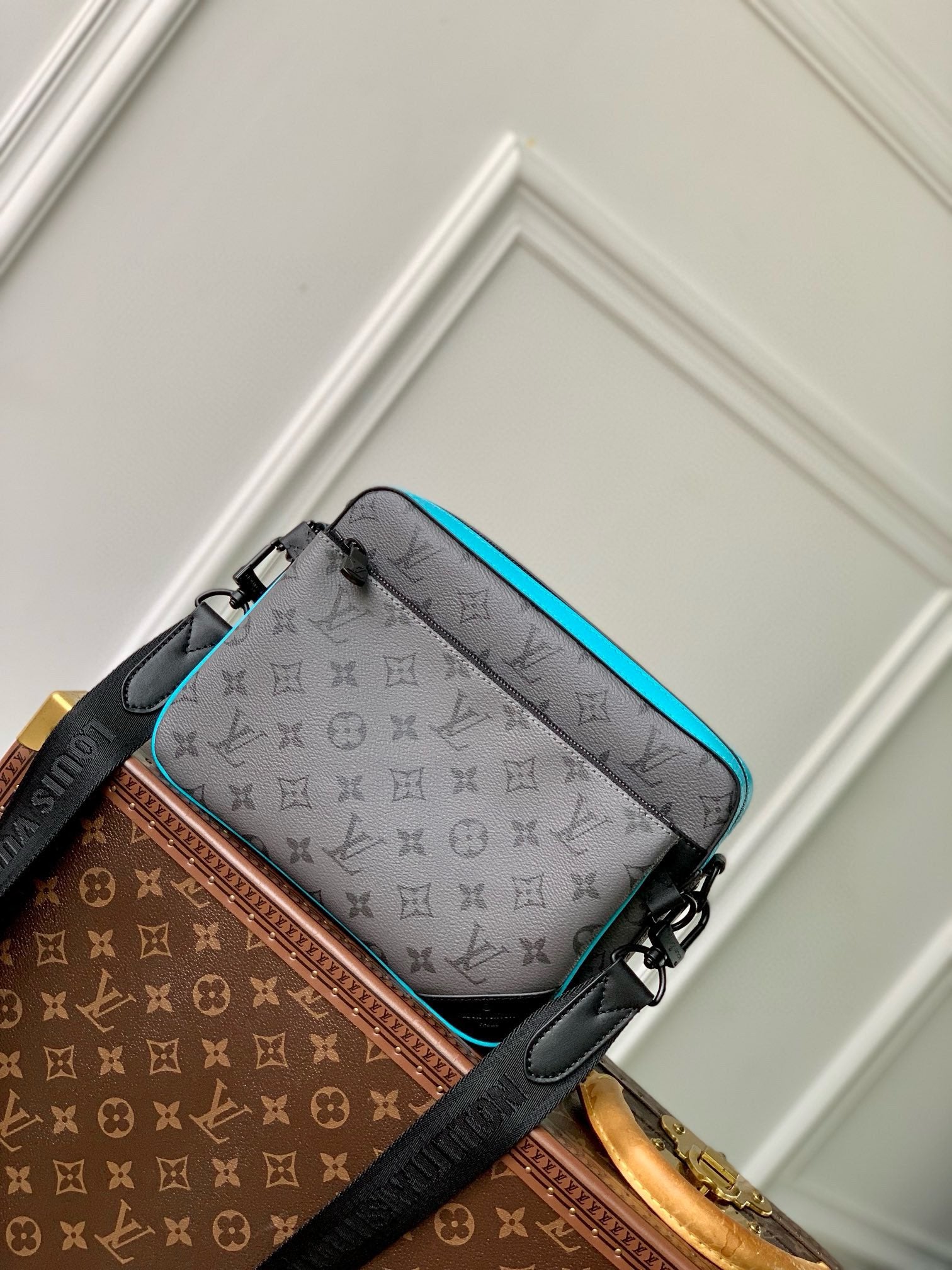 Louis Vuitton Trio Messenger Monogram Eclipse Grey with Turquoise Accents