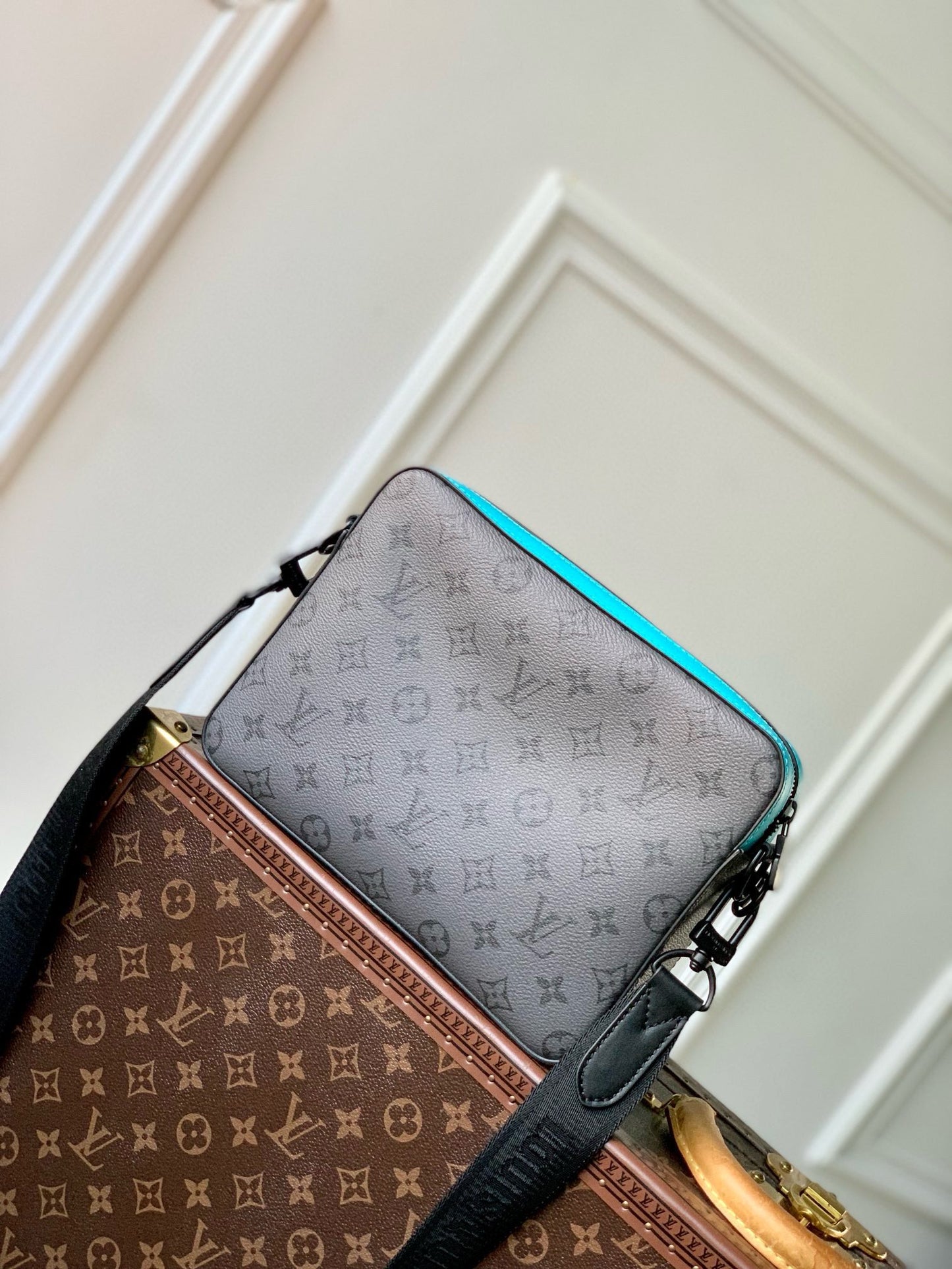 Louis Vuitton Trio Messenger Monogram Eclipse Grey with Turquoise Accents