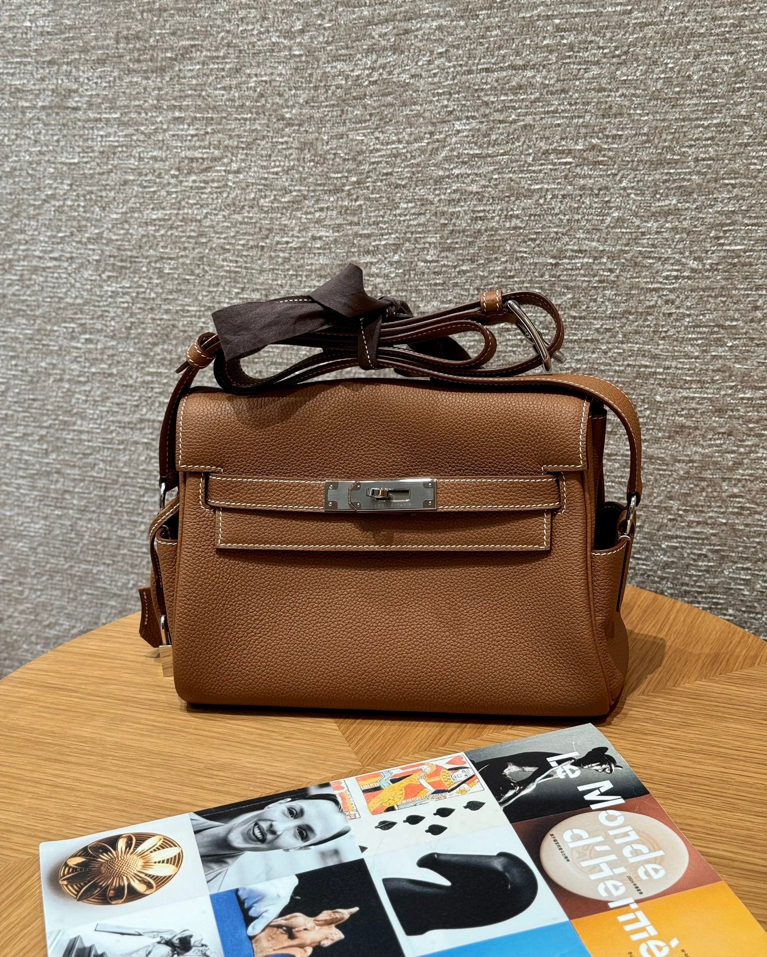 Hermès Kelly Danse II Shoulder Bag in Gold Evercolor Leather with Palladium Hardware