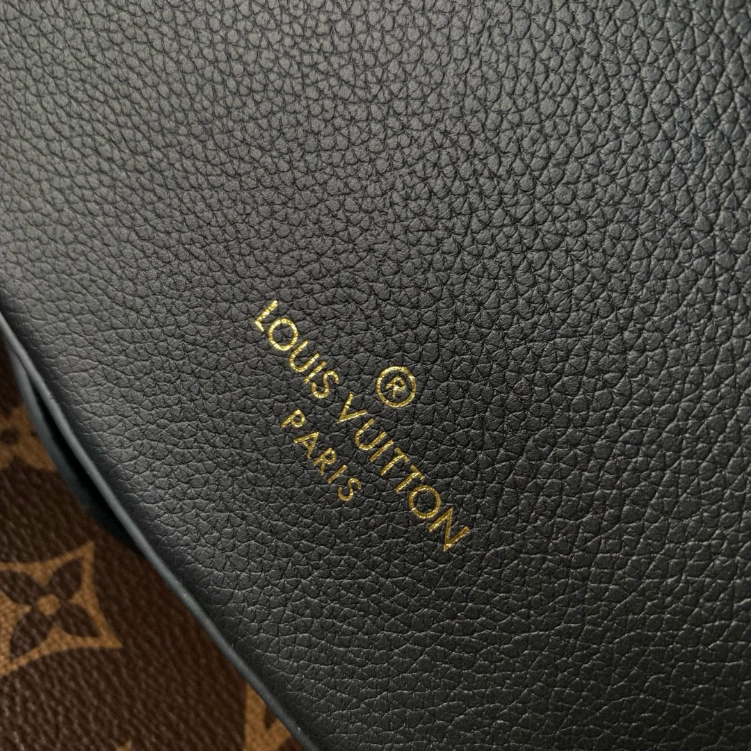 Louis Vuitton Black Leather Belt Bag with Gold Hardware