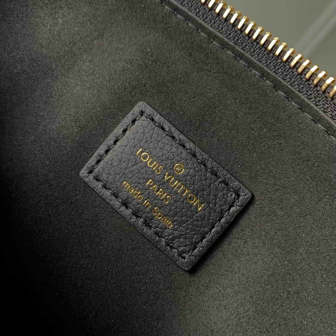 Louis Vuitton Black Leather Belt Bag with Gold Hardware