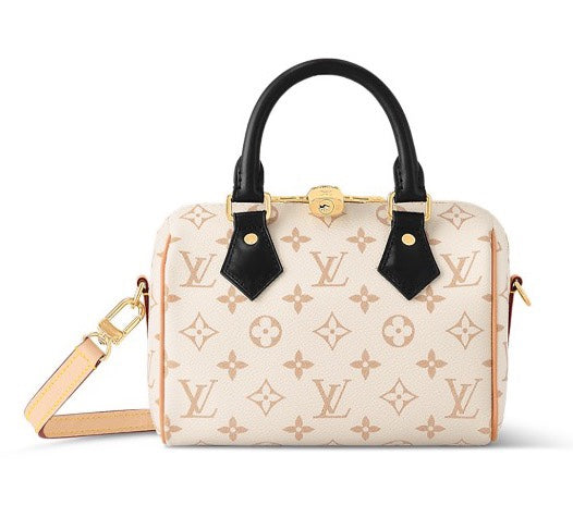 Louis Vuitton Speedy Bandoulière 20 Monogram Empreinte Leather Handbag - Bicolor Beige/Black