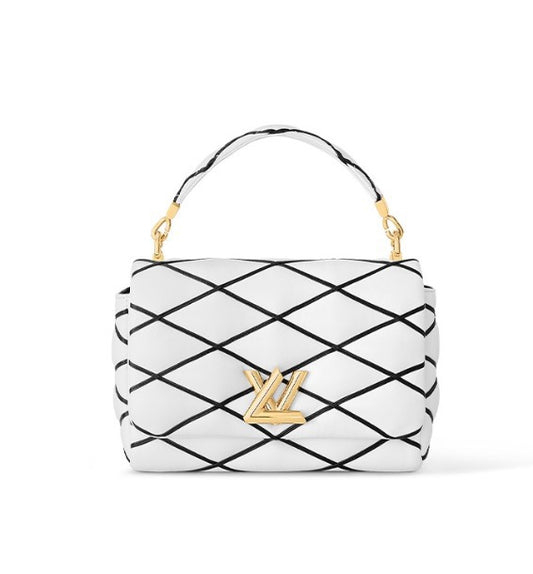 Louis Vuitton GO-14 MM Malletage Quilted Leather Handbag - White and Black