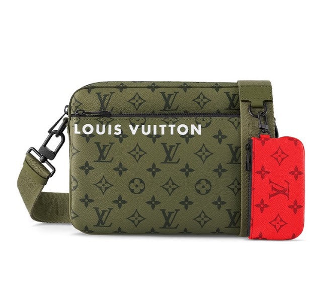 Louis Vuitton Alpha Messenger Monogram Khaki with Red Pouch Crossbody Bag
