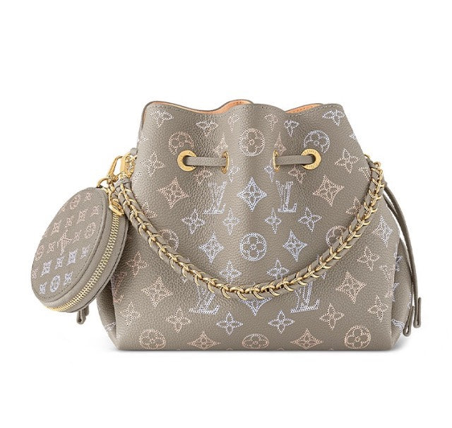 Louis Vuitton Bella Bucket Bag Mahina Leather Galet with Coin Purse