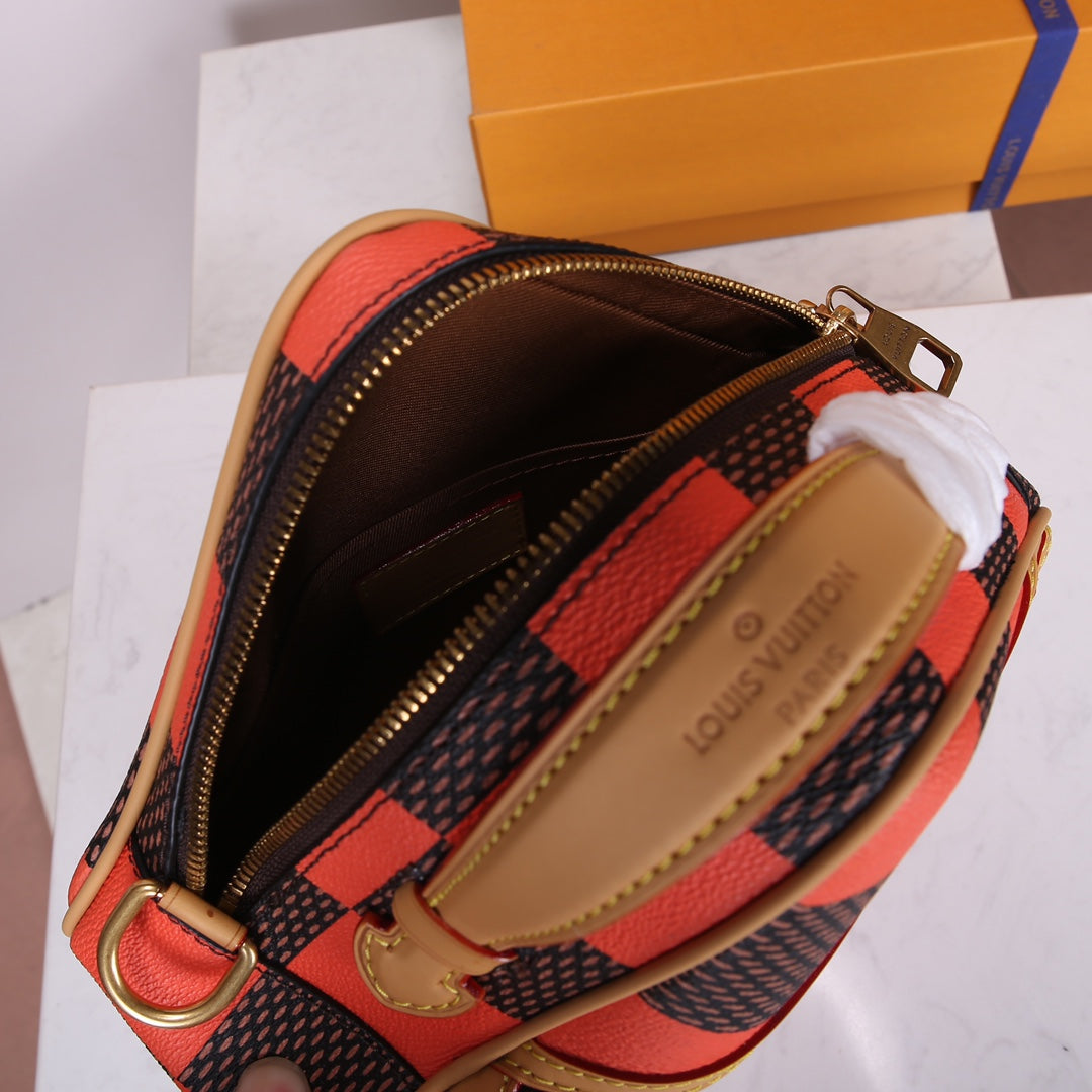 Louis Vuitton Square Bag Damier Pop Orange and Brown Checkerboard Crossbody