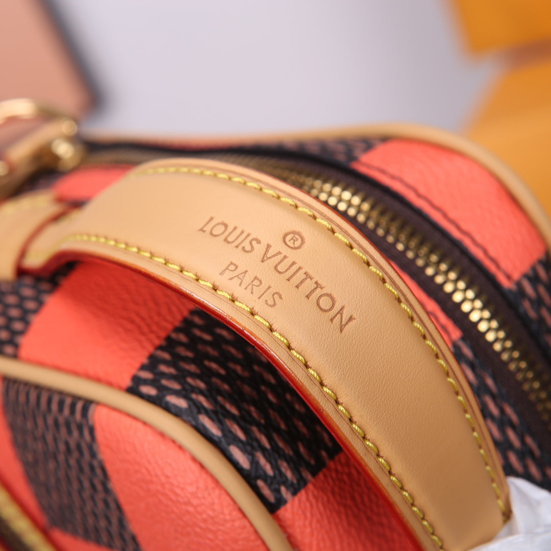 Louis Vuitton Square Bag Damier Pop Orange and Brown Checkerboard Crossbody