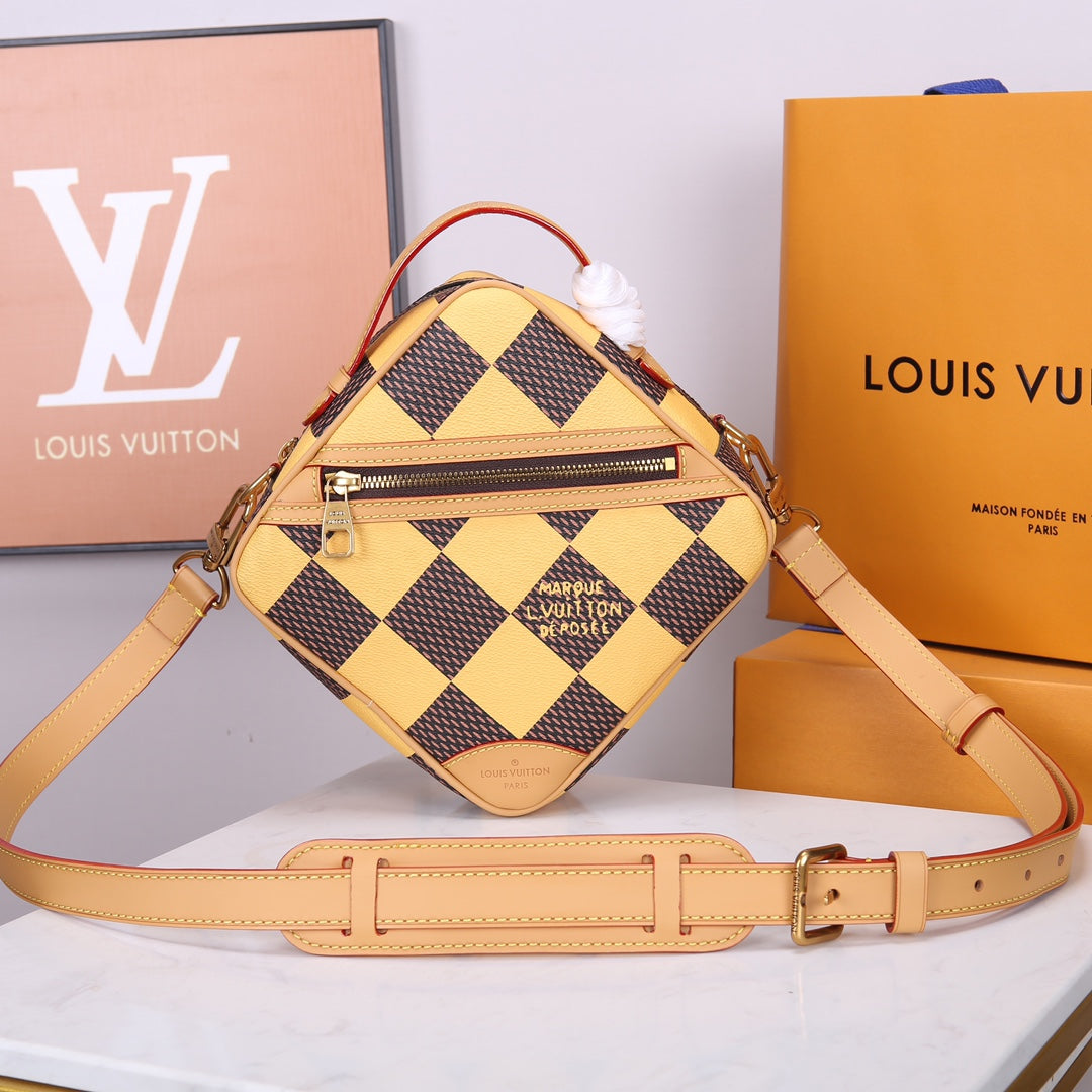 Louis Vuitton Virgil Abloh Damier Diamond Crossbody Bag - Yellow/Brown