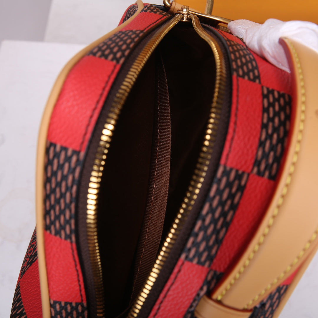 Louis Vuitton Diamond Crossbody Bag Damier Pop Canvas Red