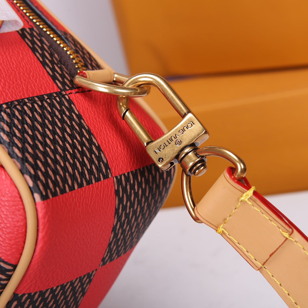 Louis Vuitton Diamond Crossbody Bag Damier Pop Canvas Red
