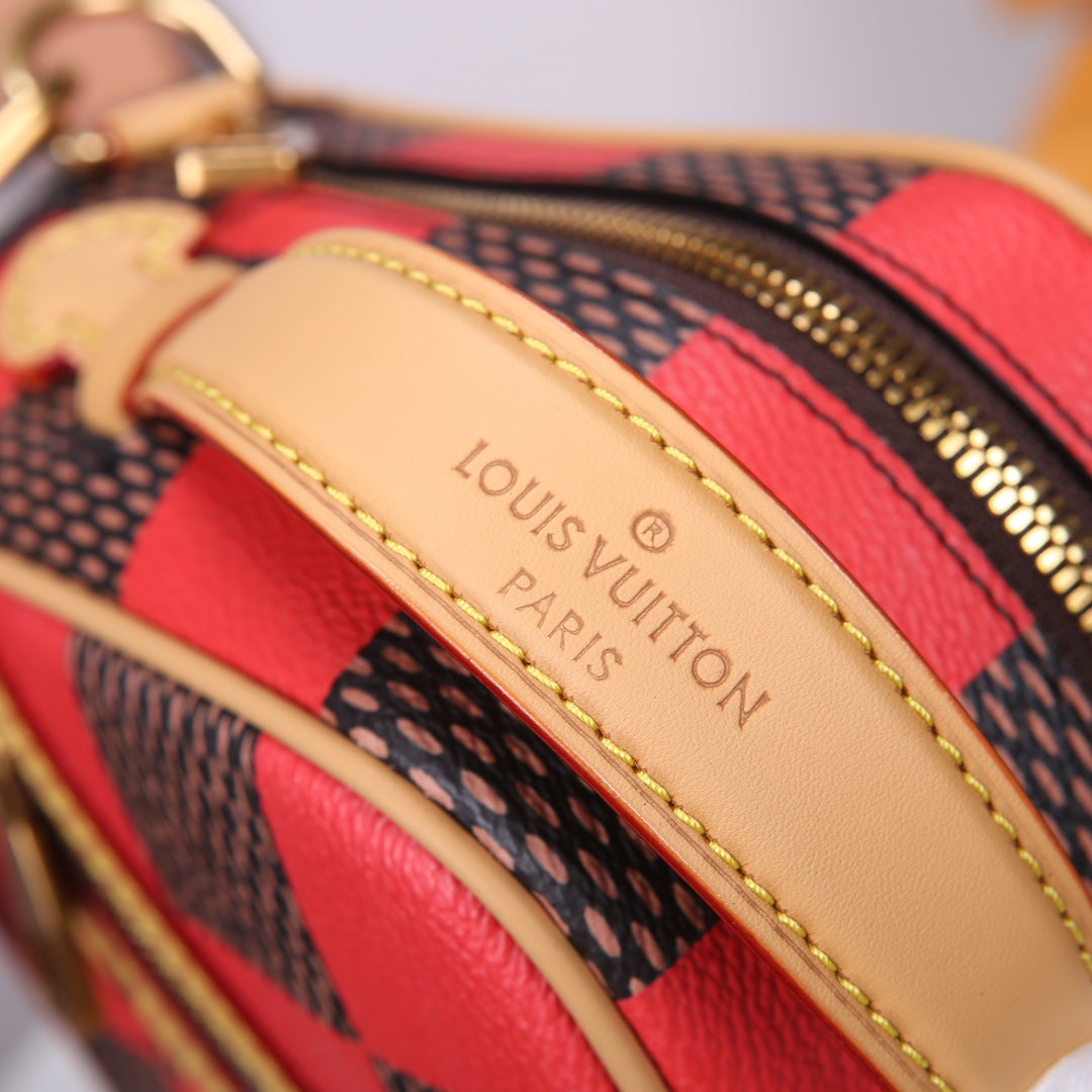 Louis Vuitton Diamond Crossbody Bag Damier Pop Canvas Red