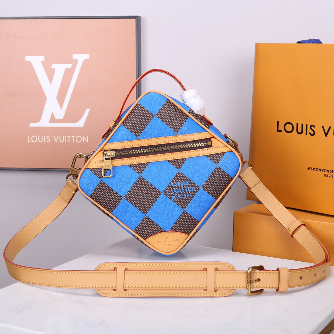Louis Vuitton x Nigo Damier Ebene Giant Cobalt Blue Diamond Crossbody Bag