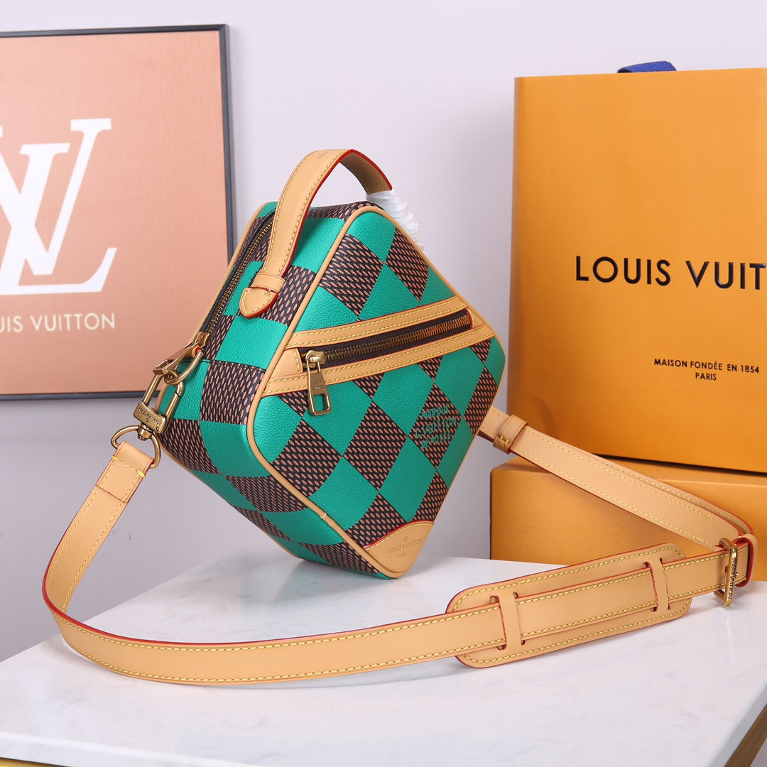 Louis Vuitton Chess Messenger Bag - Green and Brown Damier Canvas