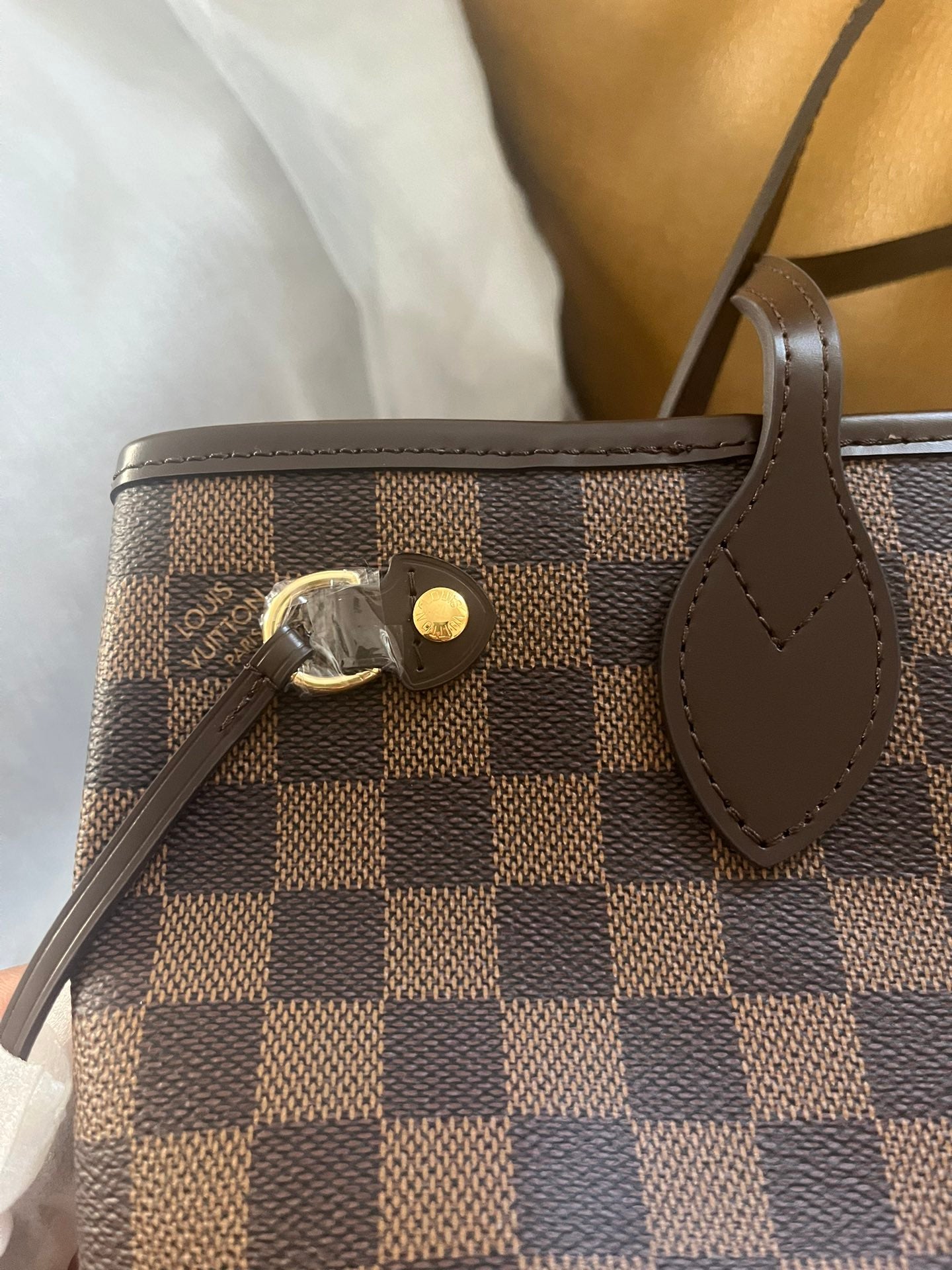 Louis Vuitton Neverfull MM Damier Ebene Canvas Tote Bag with Pouch - Rose Ballerine