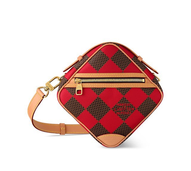 Louis Vuitton Diamond Crossbody Bag Damier Pop Canvas Red