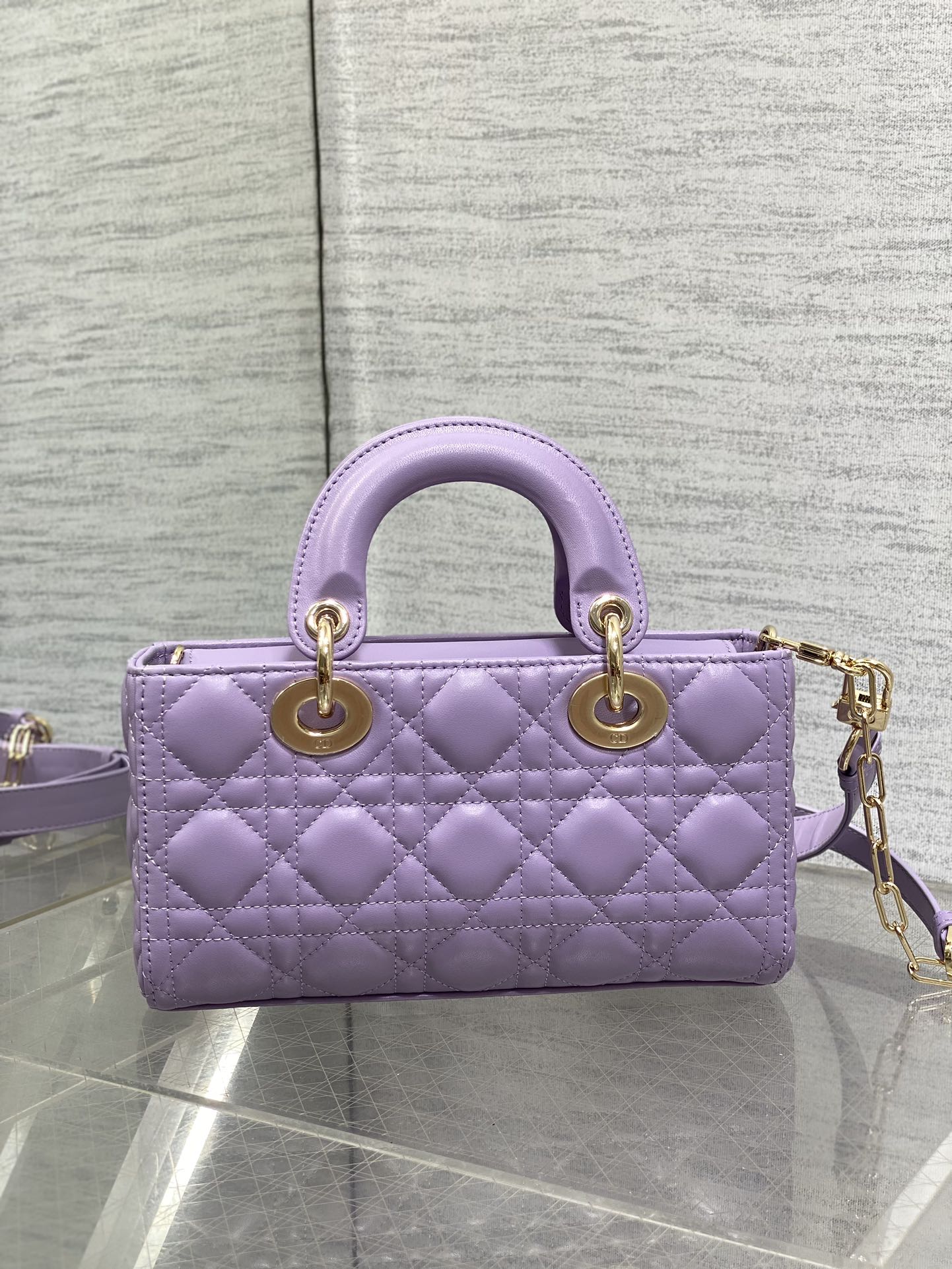 Christian Dior Lady D-Joy Bag Lilac Cannage Lambskin Gold Hardware