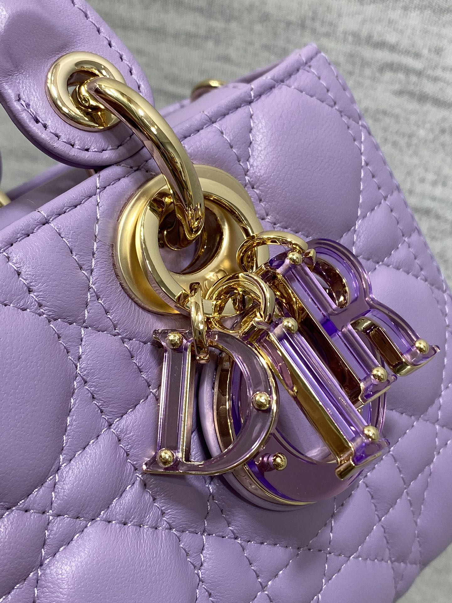 Christian Dior Lady D-Joy Bag Lilac Cannage Lambskin Gold Hardware