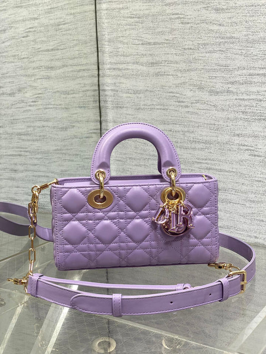 Christian Dior Lady D-Joy Bag Lilac Cannage Lambskin Gold Hardware
