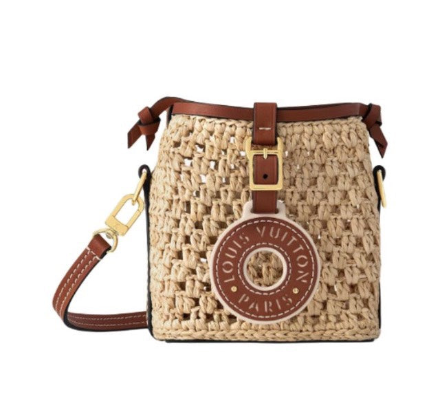 Louis Vuitton Nano Noé Bucket Bag - Raffia & Brown Leather