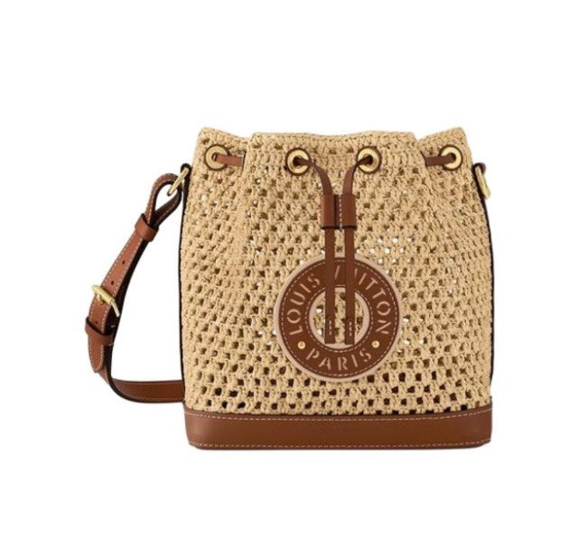 Louis Vuitton Nano Noé Raffia Bucket Bag - Natural Beige/Caramel Leather