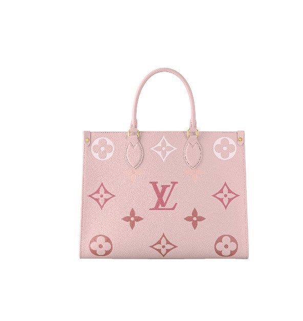 Louis Vuitton Onthego MM Monogram Empreinte Giant Leather Tote - Rose Trianon/Creme Pink