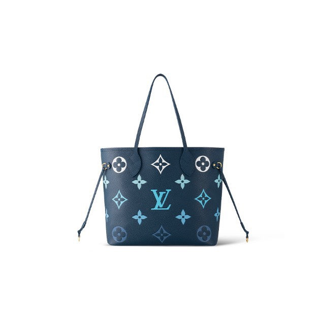 Louis Vuitton Neverfull MM Navy Monogram Empreinte Leather Tote Bag