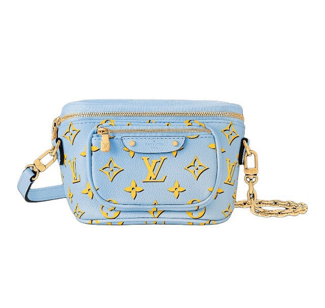Louis Vuitton Mini Bumbag - Monogram Empreinte Leather - Light Blue & Yellow