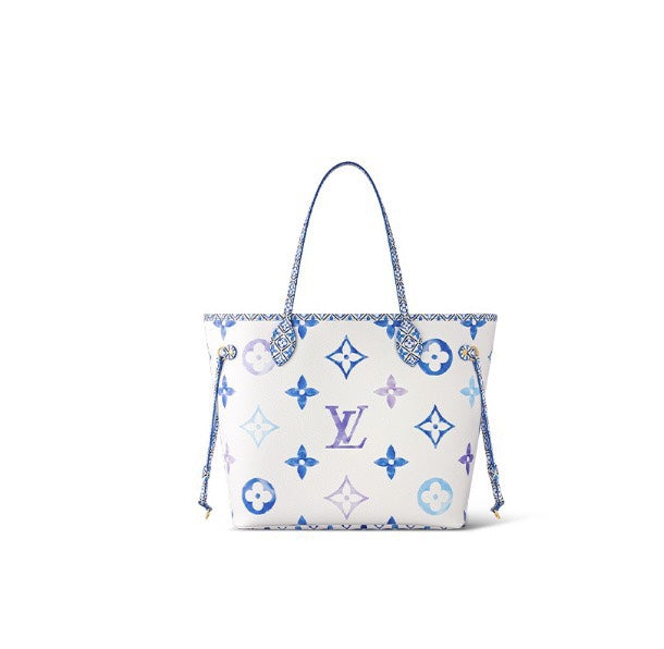 Louis Vuitton Neverfull MM By The Pool Monogram Tote Bag - White/Blue