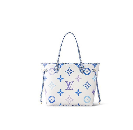 Louis Vuitton Neverfull MM By The Pool Monogram Tote Bag - White/Blue