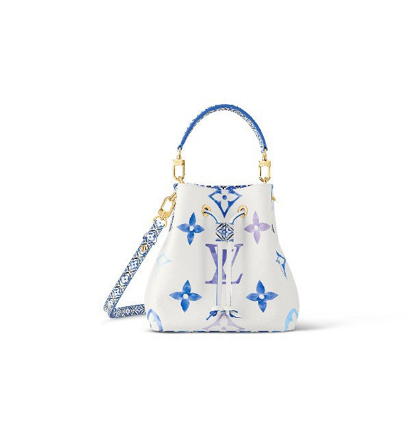 Louis Vuitton Nano Noé By The Pool Bucket Bag - Blue and White Monogram Leather