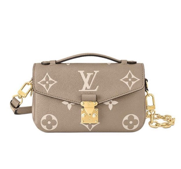 Louis Vuitton Taupe Monogram Embossed Leather Crossbody Handbag with Gold Clasp