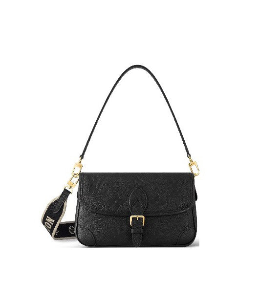 Louis Vuitton Diane Monogram Empreinte Leather Shoulder Bag - Black