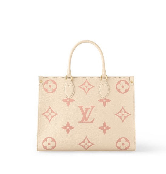 Louis Vuitton Women's OnTheGo MM Monogram Empreinte Leather Tote Bag - Cream/Pink