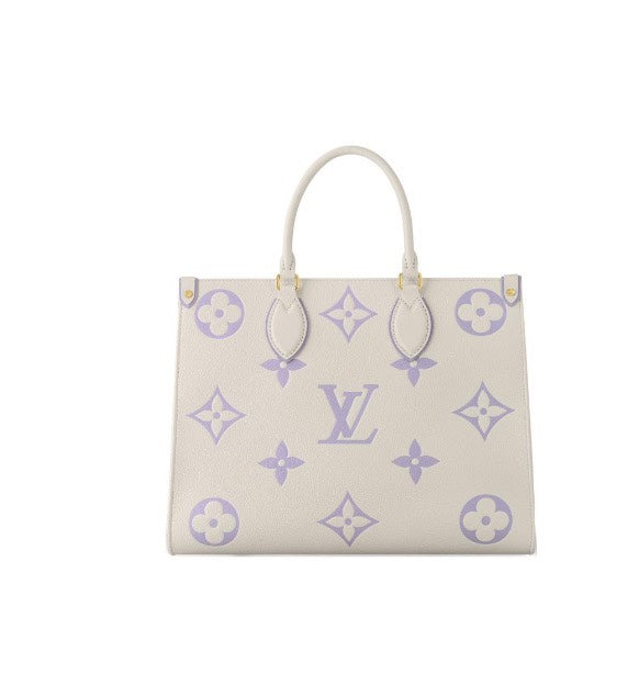 Louis Vuitton OnTheGo MM Monogram Empreinte Giant Tote Bag - Cream/Purple