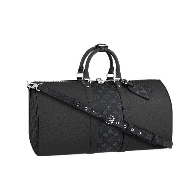 Designer Inspired Men's Monogram Black Duffle Bag - Travel Weekender Luggage
