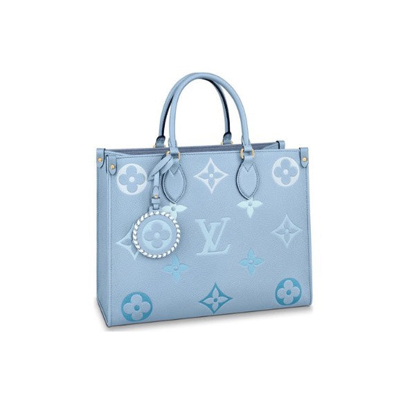 Louis Vuitton OnTheGo MM Monogram Empreinte Leather Tote Bag - Light Blue
