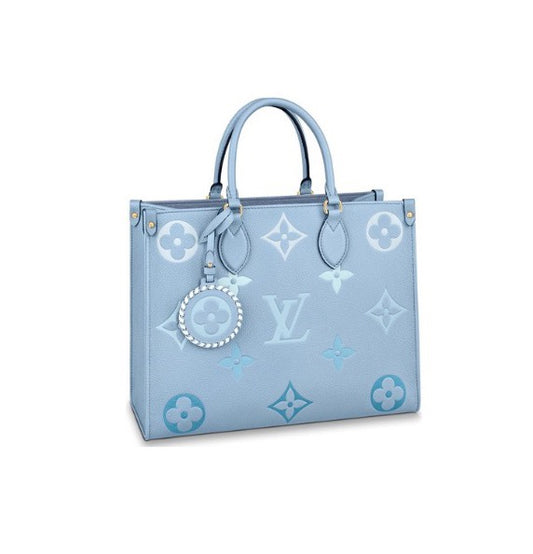 Louis Vuitton OnTheGo MM Monogram Empreinte Leather Tote Bag - Light Blue