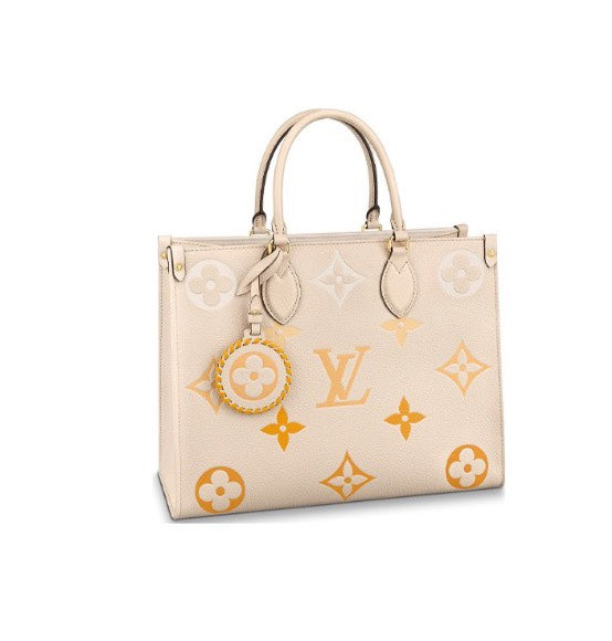Louis Vuitton OnTheGo MM Monogram Empreinte Leather Tote Bag - Cream/Yellow