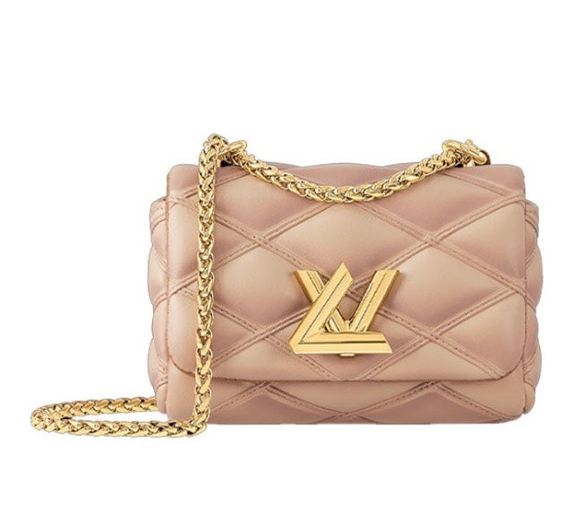 Louis Vuitton Quilted Leather Twist Shoulder Bag - Pale Pink with Gold Hardware