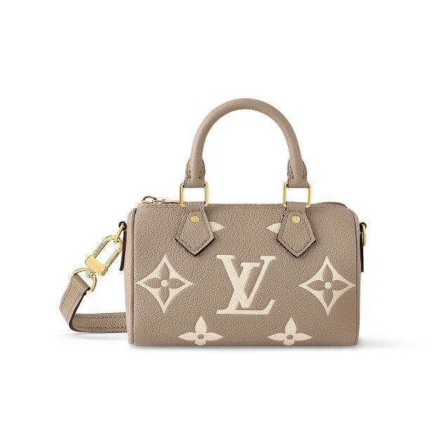 Louis Vuitton Nano Speedy Monogram Empreinte Leather - Bicolor Tourterelle/Crème