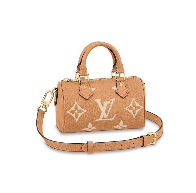 Louis Vuitton Nano Speedy Monogram Empreinte Leather Handbag - Bicolor Cognac
