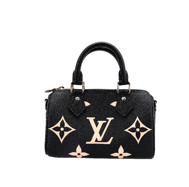 Louis Vuitton Nano Speedy Black Monogram Leather Top Handle Mini Bag