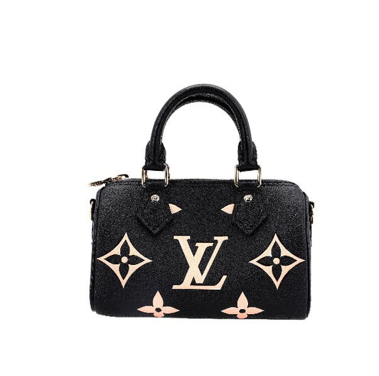Louis Vuitton Nano Speedy Black Monogram Leather Top Handle Mini Bag