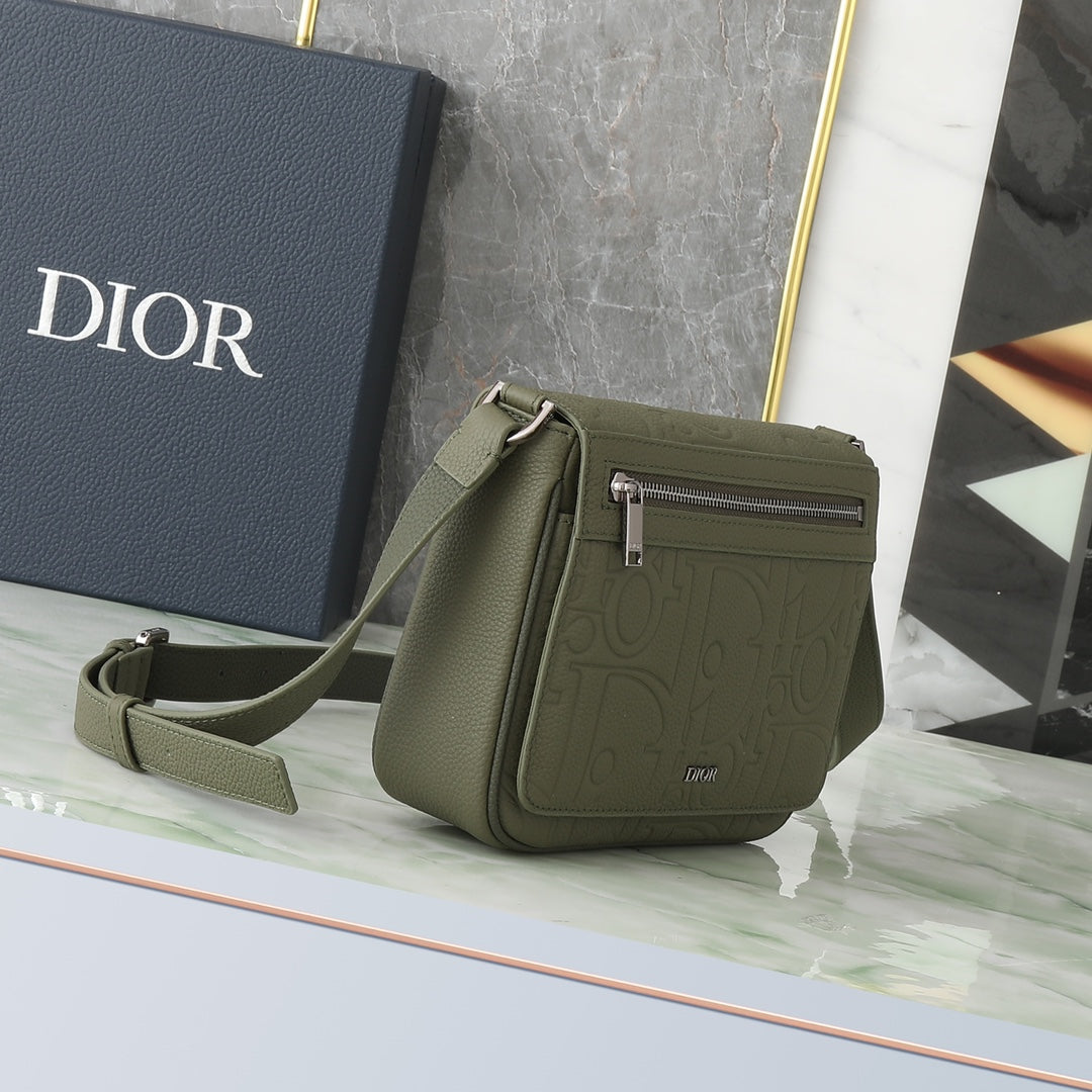 Dior Safari Messenger Bag Khaki Green CD Diamond Canvas Crossbody