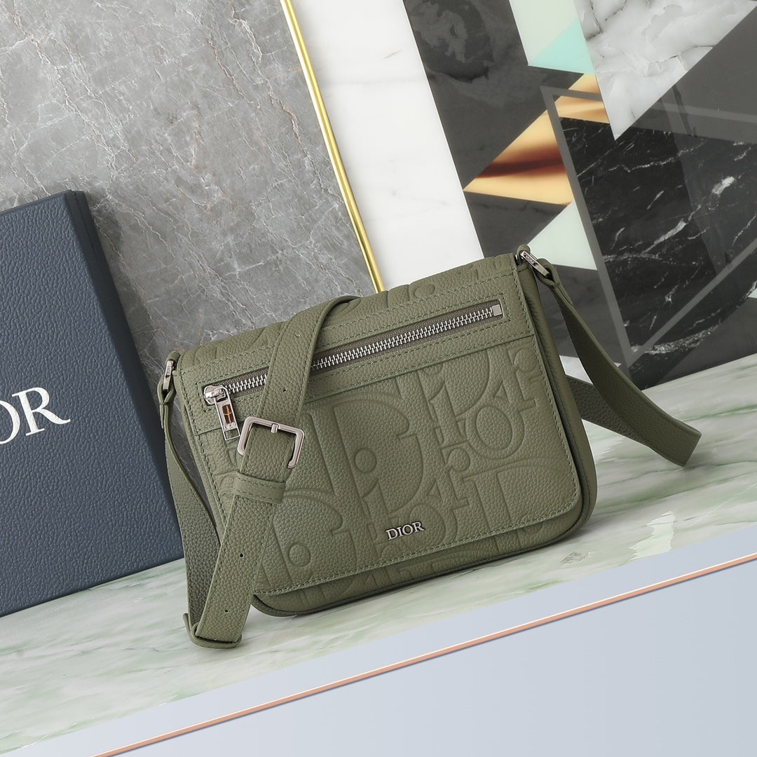 Dior Safari Messenger Bag Khaki Green CD Diamond Canvas Crossbody
