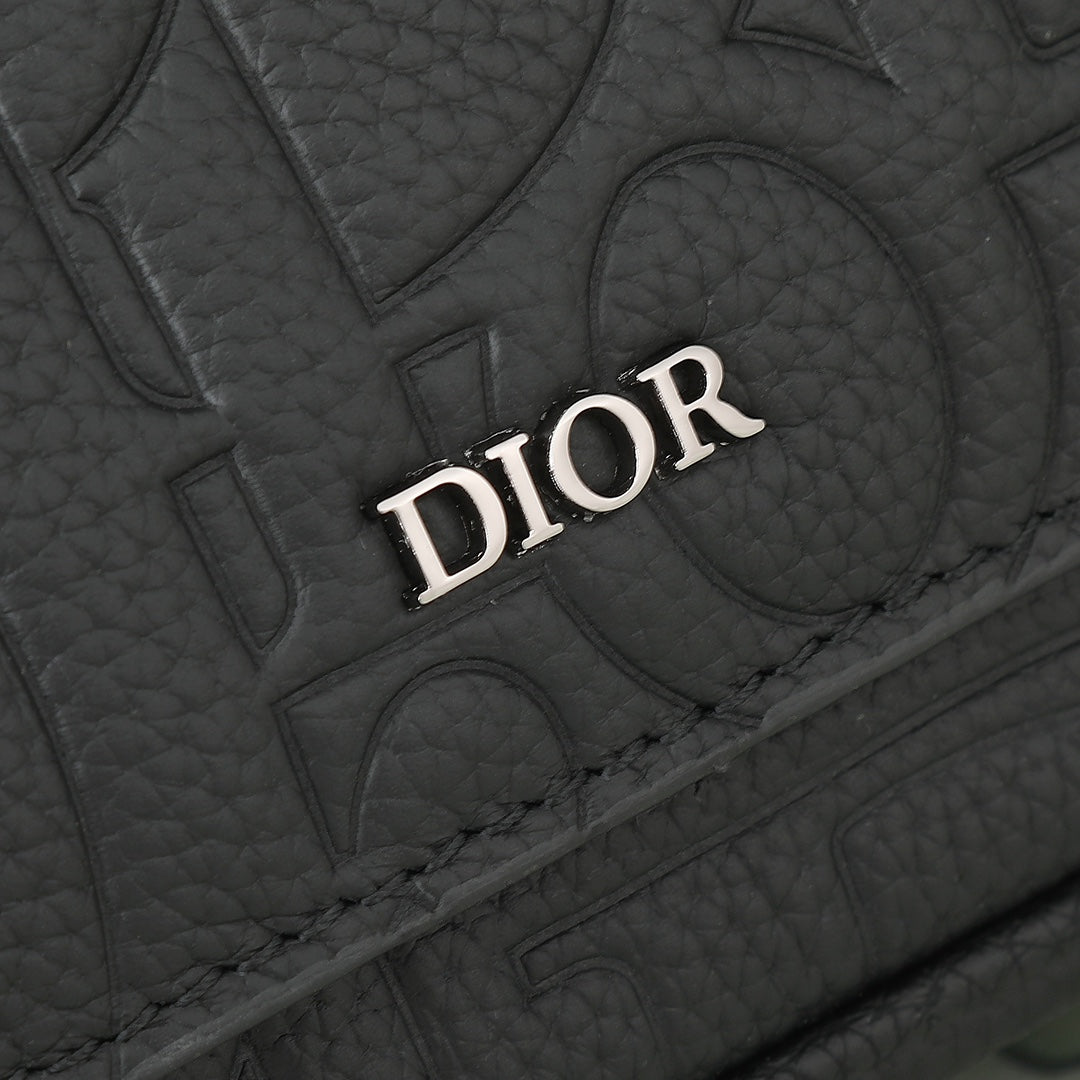 Dior Black Embossed Leather Messenger Bag - Luxury Crossbody Shoulder Bag