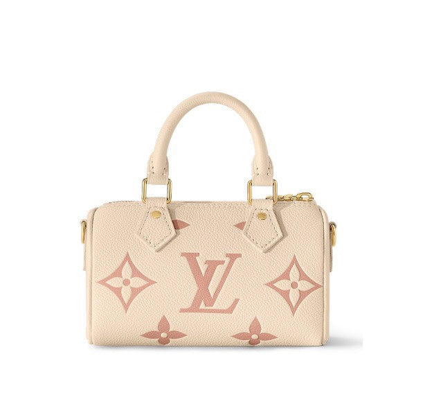 Louis Vuitton Nano Speedy Monogram Empreinte Leather Handbag - Cream/Pink