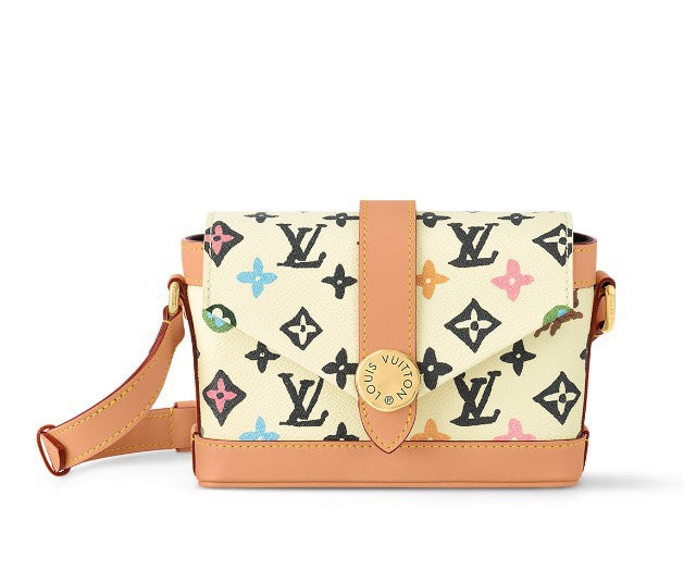 Louis Vuitton Multicolor Monogram White Leather Crossbody Shoulder Bag