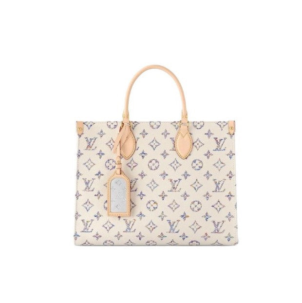Louis Vuitton OnTheGo MM Monogram Empreinte Giant Bicolor Tote Bag - Cream/Blue